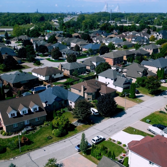 Aerial view of South Windsor residential neighborhood